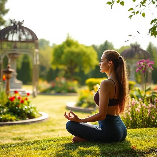 Woman meditating in a peaceful garden